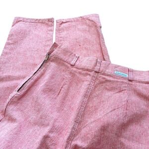 Vintage Calvin Klein Made in USA Red White Pinstripe High Waist Pants Cotton 25"